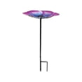 thumbnail image 2 of All Weather Metal Bird Bath, Outdoor Decor, Handmade Metal Flower Garden Stake, Garden Decorations, Purple Flower Shaped 24X10X25 Inch Ground-Stake Bird Water Station for Wild, 2 of 5