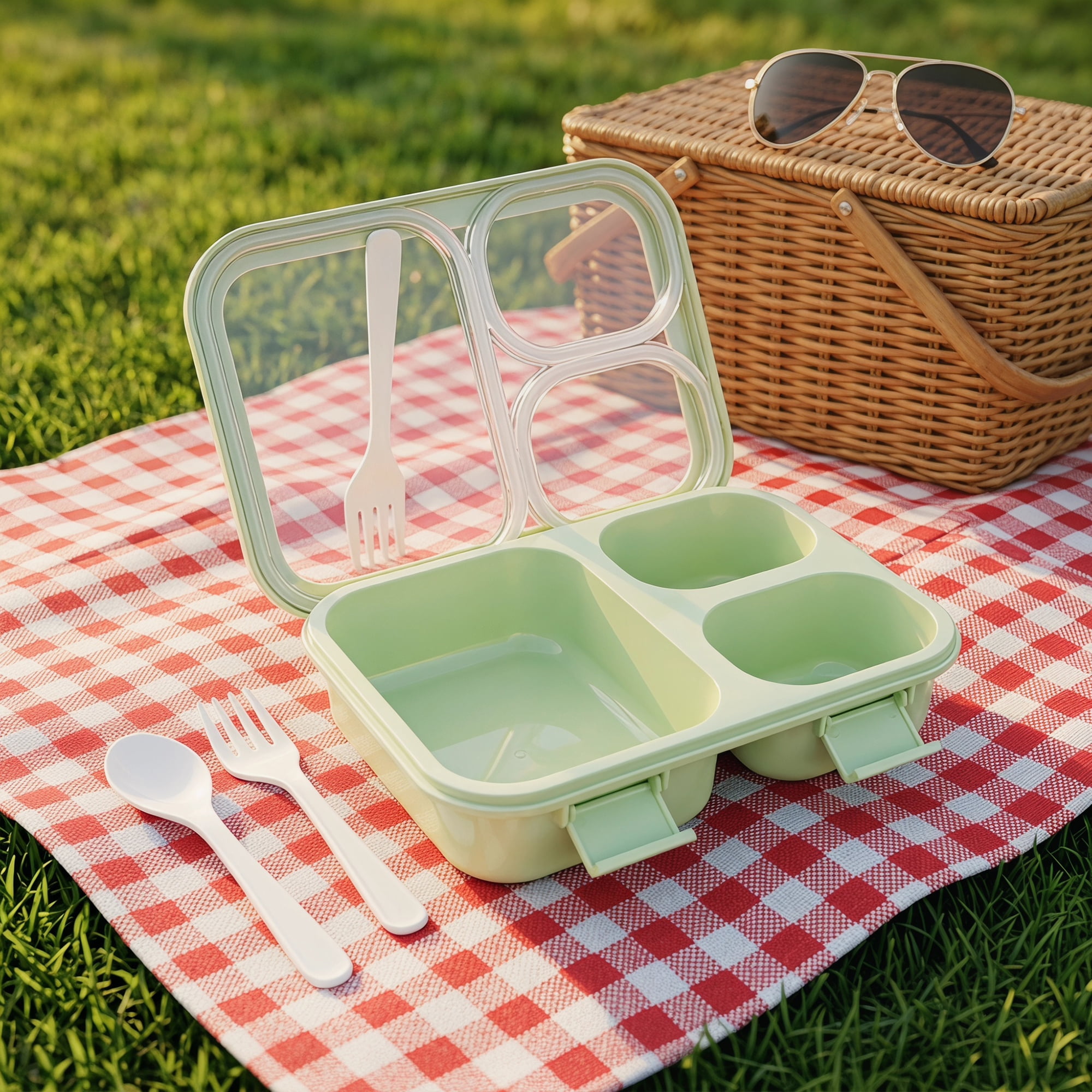Unique Bargains Clear Lid Leak Resistant Meal Lunch Bento Box for Work Green-1