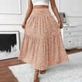 thumbnail image 2 of Jsaierl Women's Summer Boho Print A-line Maxi Skirts High Waist Pleated Ruffle Swing Beach Vacation Tiered Dresses, 2 of 7
