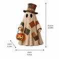 thumbnail image 3 of Halloween Ghost Decorations, Vintage Halloween Decorations, Halloween Home Decor Indoor, Cute Ghost Decor, 10X6X5 Inch Large Patchwork Ghost Figurine with Top Hat, No Built-In, 3 of 7