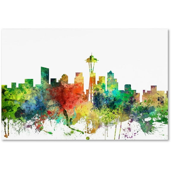 Trademark Fine Art "Seattle Washington Skyline SP" Canvas Art by Marlene Watson