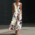 thumbnail image 2 of VBVC Women's Floral V-Neck Sleeveless Maxi Dress,Button Detail Loose Flowy Dress For Women,Ladies' Casual Patriotic Summer Sundress with Pockets,Multicolor,S-3XL, 2 of 8