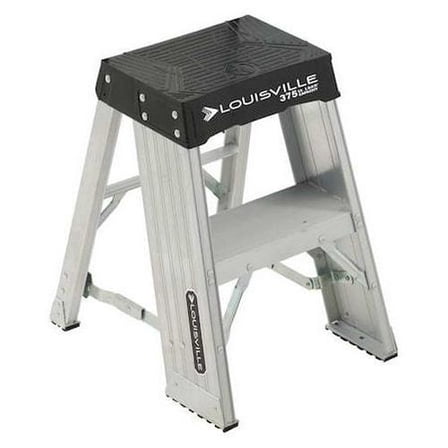 2 Steps, Aluminum Step Stand, 375 lb. Load Capacity, Silver, Standards: ANSI