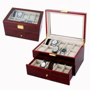 20 Slot Luxury Wood Watch Box Watch Display Organizer Case for Men/Women, Large Holder, Metal Buckle