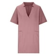 thumbnail image 4 of Lolmot Womens Summer Dresses V-Neck Solid Color Cotton and Linen Casual Short Sleeved Dress with Pockets, 4 of 5
