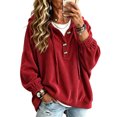 thumbnail image 3 of Pounoo Hoodies for Women Pullover Hooded Henley Button Long Sleeve Corduroy Texture Tops for Women Loose Fit Y2K Trendy Boho Womens Tops, 3 of 8