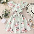thumbnail image 2 of Floral Dress For GirlsSummer Dress For Girls Sundress Flutter Sleeve Dress A-Line Beach Easter Outfit Holiday Party Thanksgiving Casual Fashion Outfits #Green 9-10 Years, 2 of 8