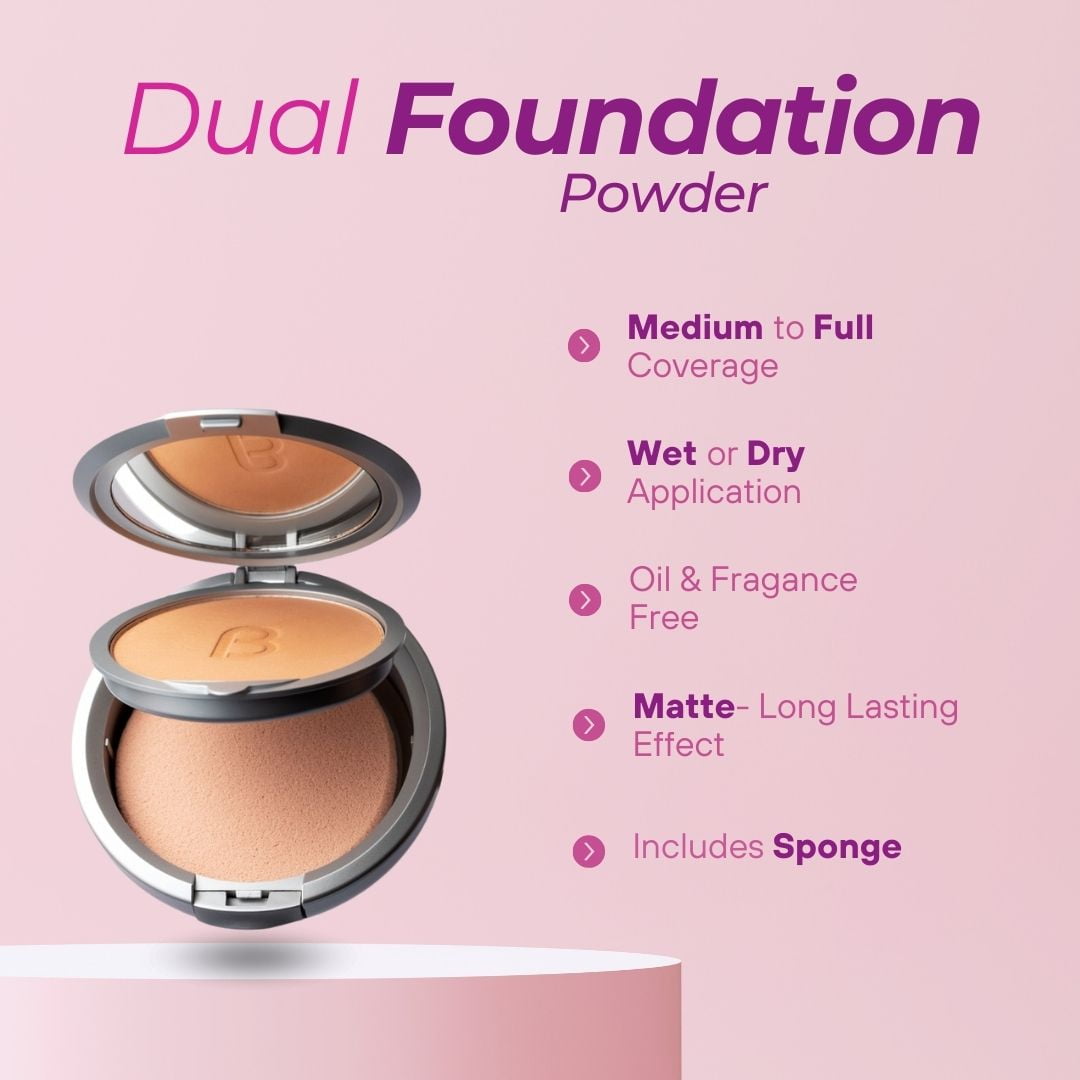 Bettina Dual Foundation Powder, Wet/Dry Pressed Powder, All Skin Types, Matte Finish , with Aloe Vera and Lecithin, Forever Beige, 0.35 oz