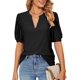 thumbnail image 1 of Camisas de mujer Casual con cuello en V Camisetas Puff Manga corta Verano Tops Túnica Blusas S-XXLBlackMedium esquí esquí Gafas de esquí, 1 of 4