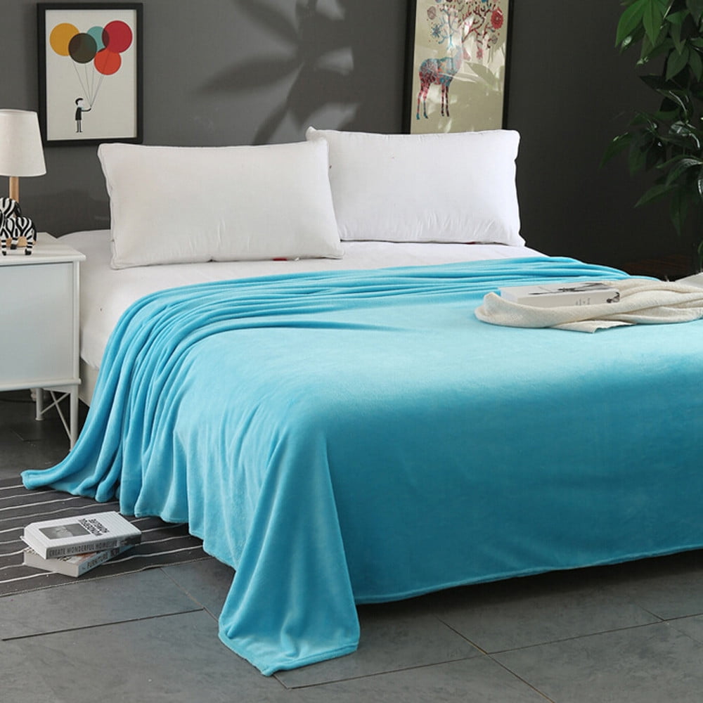NEW Super Soft Warm Solid Warm Micro Plush Fleece Blanket Throw Rug Sofa Bedding 