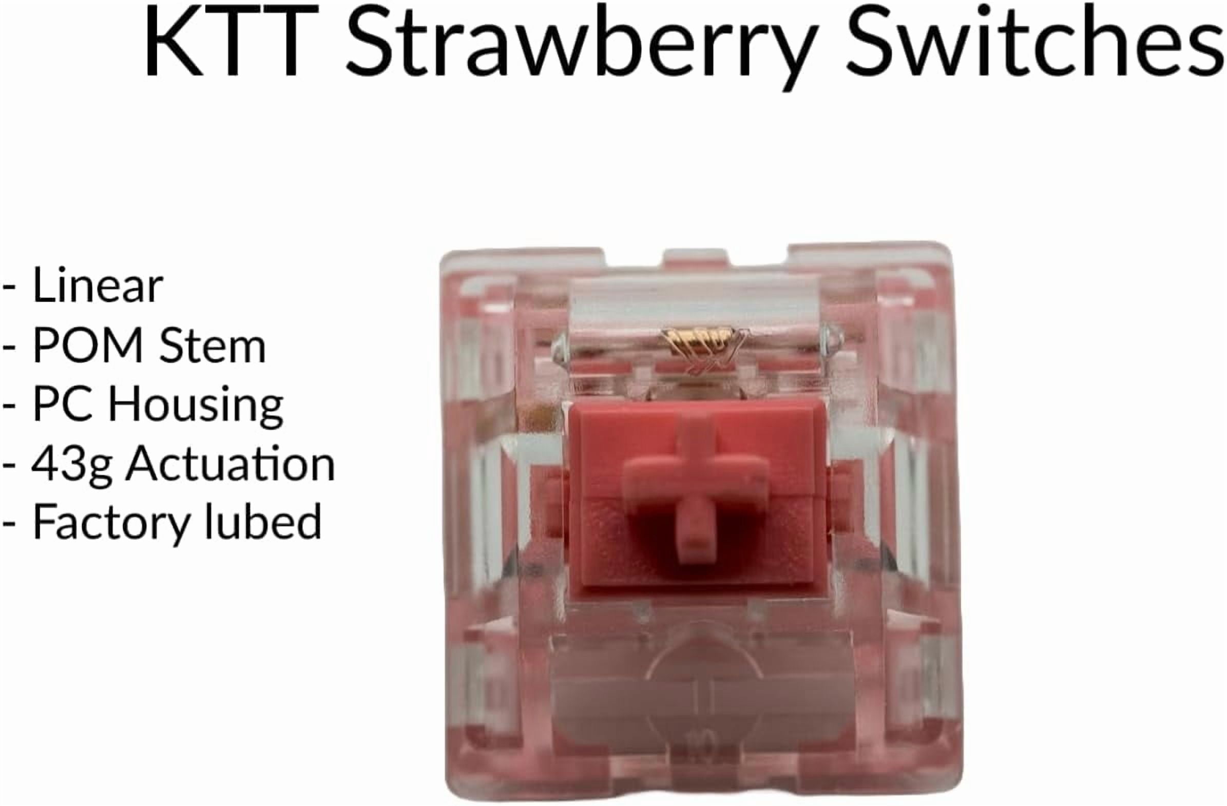 KTT Strawberry V2 Linear Switches 43g Spring 5 pin RGB for Custom Gaming Mechanical Keyboard (70 PCS)