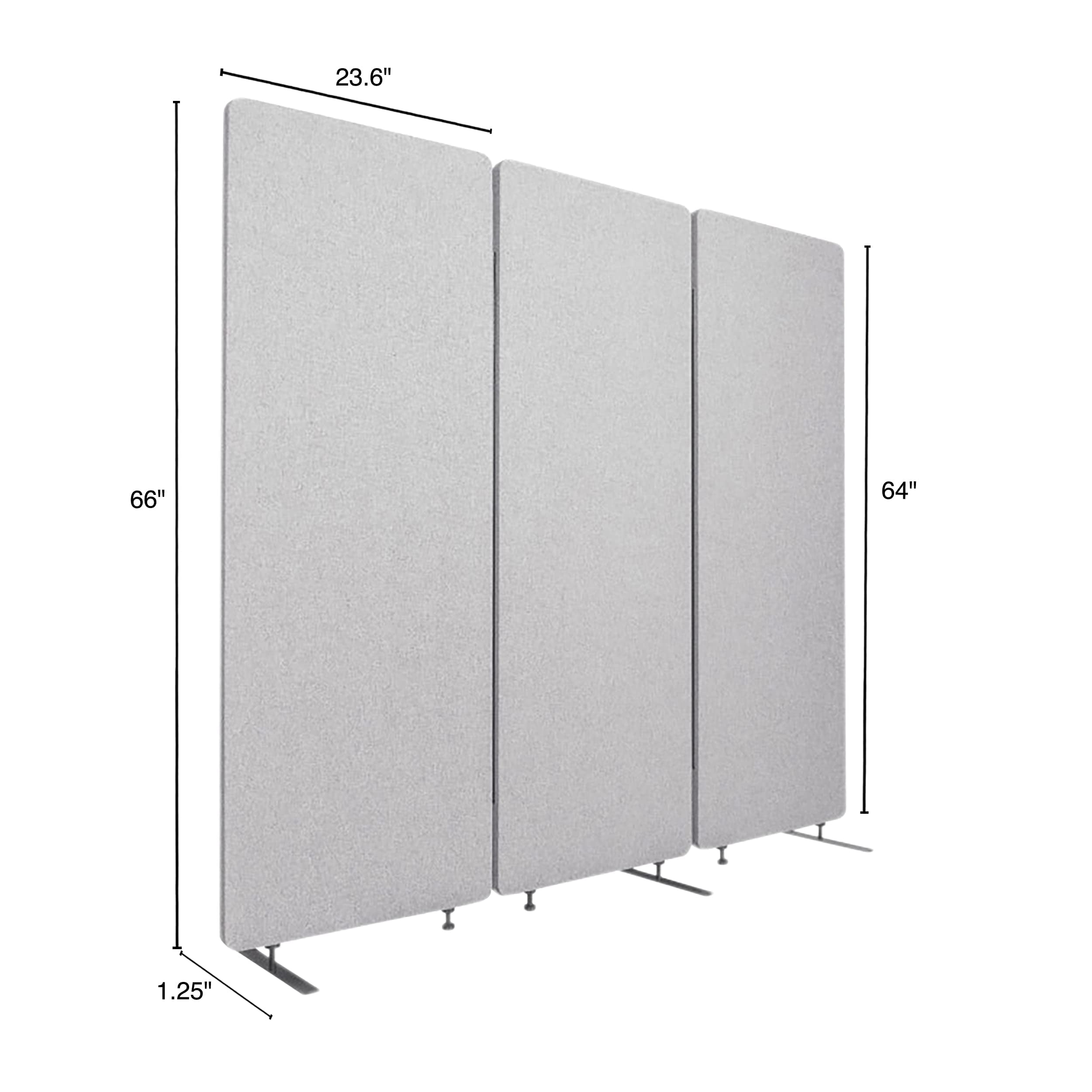 Stand Up Desk Store ReFocus Freestanding Noise Reducing Acoustic Room Wall Divider Office Partition (Cool Grey, 72"  x 66" , Zippered 3-Pack)