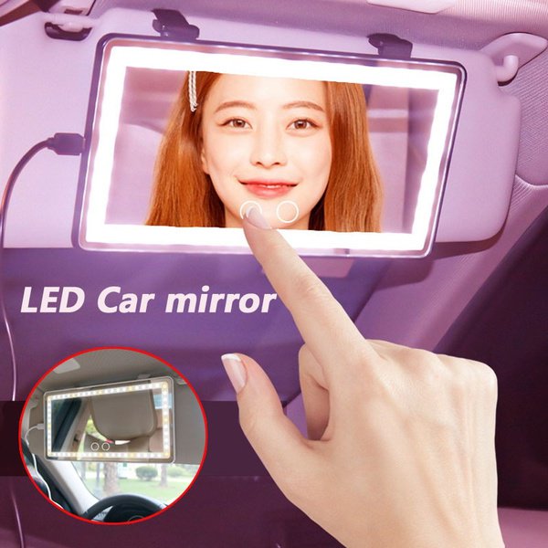 LED Visière Miroir De Courtoisie , Recharge Usb Maquillage Miroir , En  Forme De C Écran Tactile LED , 3 couleurs Lampe , Pour Voiture Camion SUV