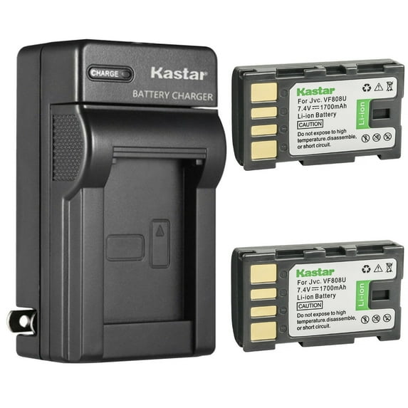 Kastar 2-Pack BN-VF808 Battery and AC Wall Charger Replacement for JVC GZ-HD30B GZ-HD30EK GZ-HD30EX GZ-HD30S GZ-HD30US GZ-HD40 GZ-HD40AC GZ-HD40EK GZ-HD40EX GZ-HD40US GZ-HD200 GZ-HD200A GZ-HD200B
