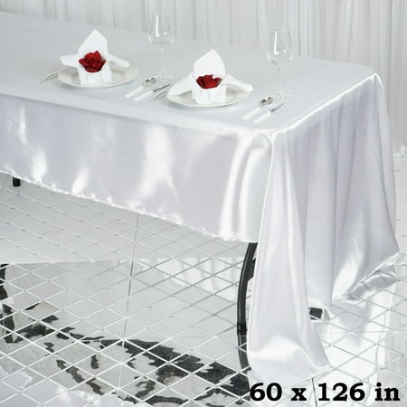 

BalsaCircle 60 x 126 Satin Rectangular Tablecloth White Dining Table Linens