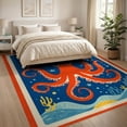 thumbnail image 3 of ODIKA 8'x10' Ultra-Soft Area Rug, Octopus Koi Cartoon Pirate Tentacle Nautical Creature Bathroom None Washable, Bare feet friendly, Silk-Touch for Bedroom, Under Sectional, 3 of 7