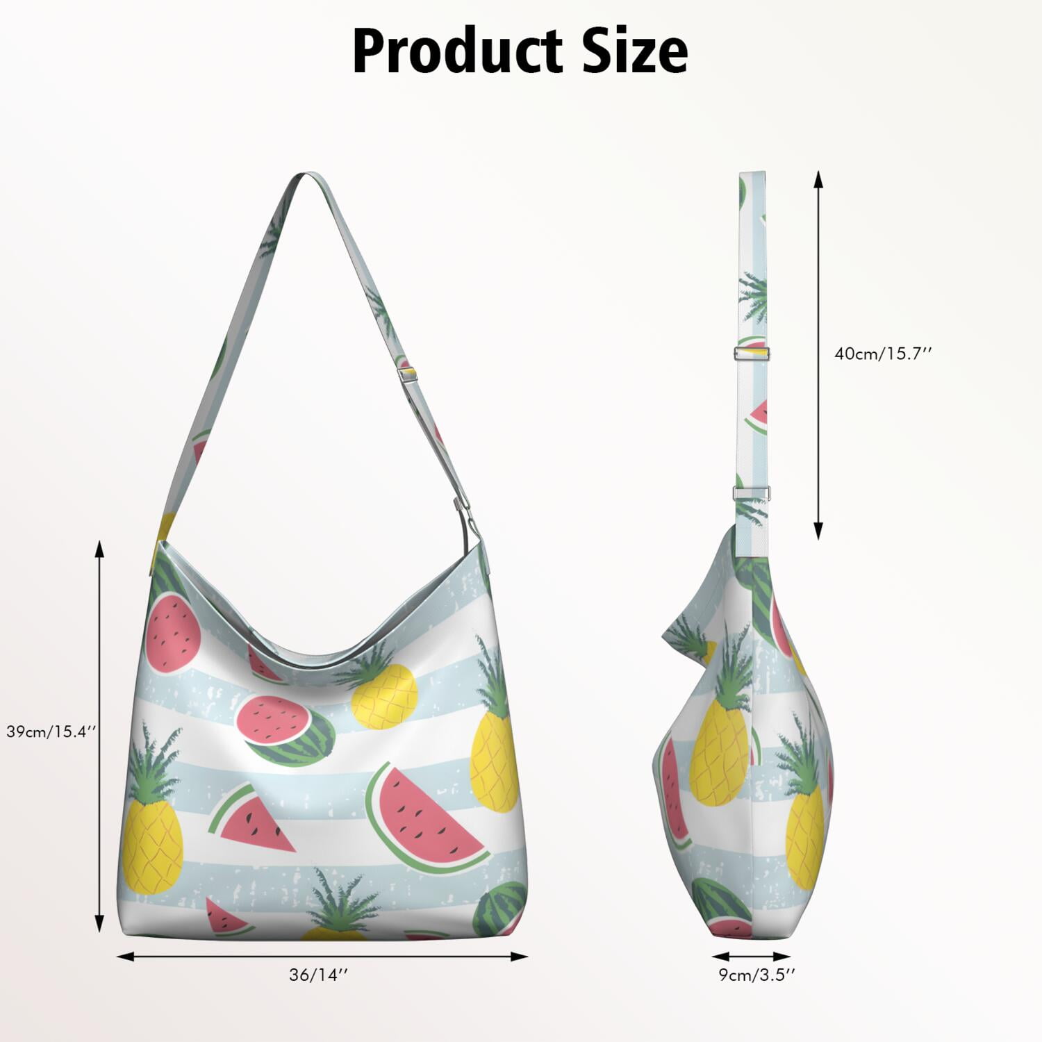Summer Watermelon Tote Bag for Women | Fashionable Geometric Print Work Bag | Adjustable Strap & Multi-Pocket Organization | Travel & Office Use