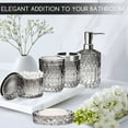thumbnail image 2 of AOMOTA Juego de Accesorios de Baño de 5 Pzas, Accesorios de Baño de Vidrio Modernos con Dispensador de Jabón de Loción, Jabonera, Soporte para Cepillo de Dientes, Vaso, Hisopo de Algodón Jars, Perfecto para Regalos Temáticos de Baño, Negro, 2 of 13