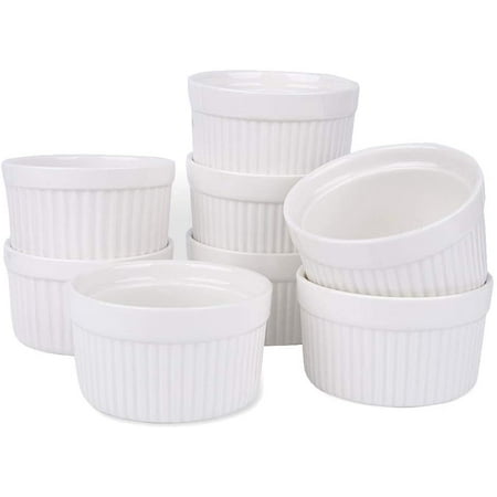 

Porcelain Ramekins SZUAH Ramekin Set of 8 6oz (3.5 INCH) for Baking Creme Brulee Souffle Appetizer Custard Pudding Dipping Bowl.