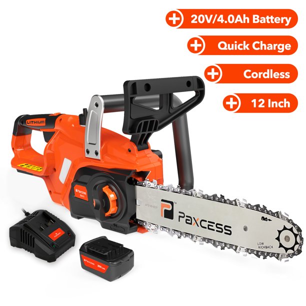 12 Inch 20V Cordless Chainsaw,4.0Ah Repowerable Li Powerpack & QC