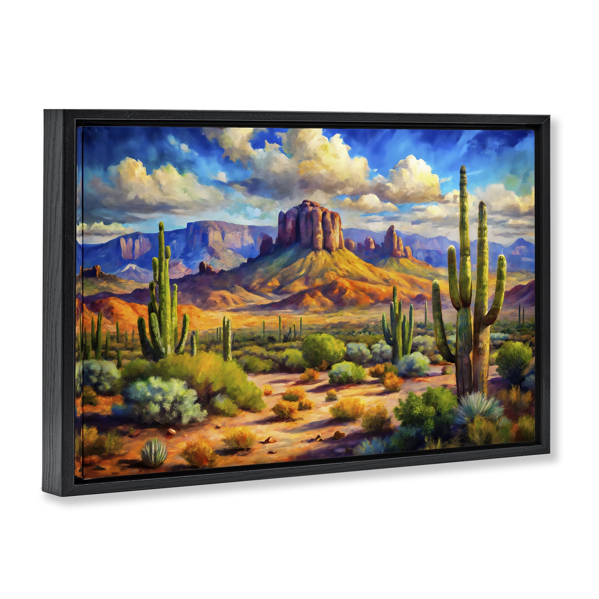 Stupell Industries Majestic Saguaro Desert Landscape Black Framed Floater Canvas Wall Art, design by Creative Studio