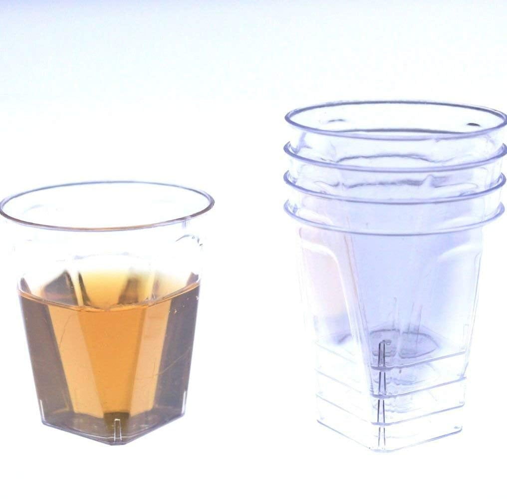 Exquisite 2 oz Plastic Shot Glasses, Square Bottomed Design, 100 Ct