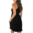 thumbnail image 3 of Fridja Robe Décontractée Sans Manches Col Rond Poches Solides Femme Slim Mini Robe, 3 of 9