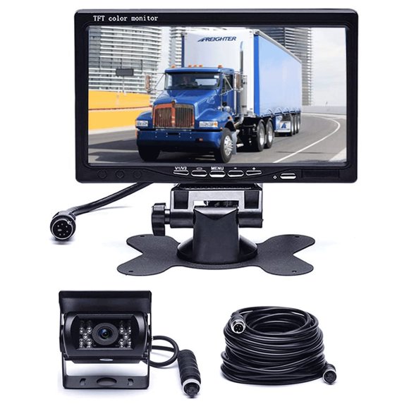 Hikity Backup Camera with Monitor Kit, Waterproof 18 IR LED Night Vision Reverse Camera + 7" Rear View Monitor Vehicle Parking System for R