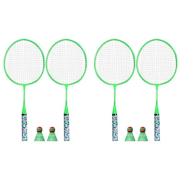 4X Badminton Rackets for Children,Shuttlecocks Racquet Sports Set with 4 Balls for Players Indoor Outdoor Green