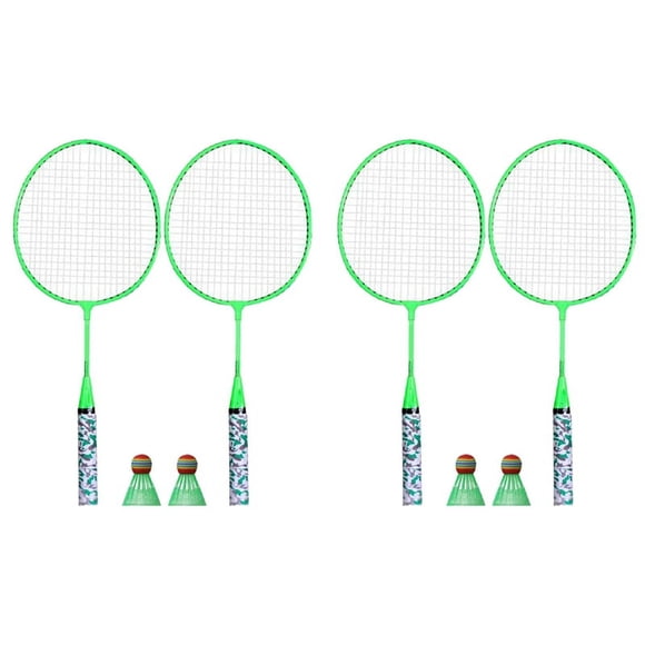 4X Raquetas de Bádminton para Niños, Juego de Deportes de Raqueta de Volantes con 4 Pelotas para Niños, Jugadores, Interior, Exterior, Deporte, Verde