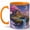 Orange, variant on Floating Cottage Island 11oz Ceramic Mug, Dreamy Fantasy Coffee Cup