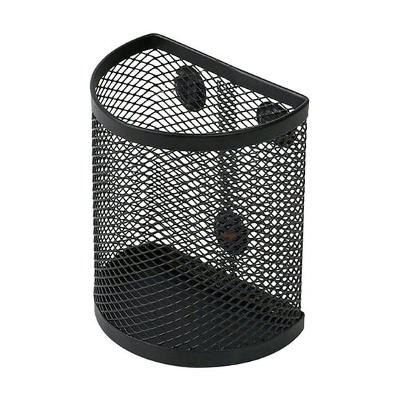 Mesh Pen Holder, Metal Pencil Desk Holder Organizer Semi-Circular Pen Holder - Metal Desk Organizer for Desk Office Pen Organizer, Black