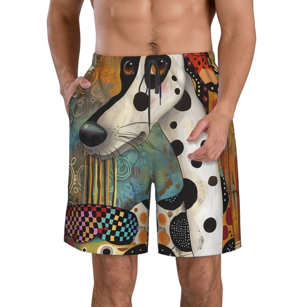 Fotbe Abstract Dalmatian Art Trajes de Baño Estampados para Hombre, Shorts de Verano de Secado Rápido, Ropa de Playa, Bañadores-Small