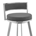 thumbnail image 5 of Armen Living Roman 30" Gray Faux Leather and Brushed Stainless Steel Swivel Bar Stool, 5 of 8