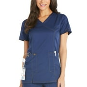 Angle View: essence by dickies women's mock wrap solid scrub top