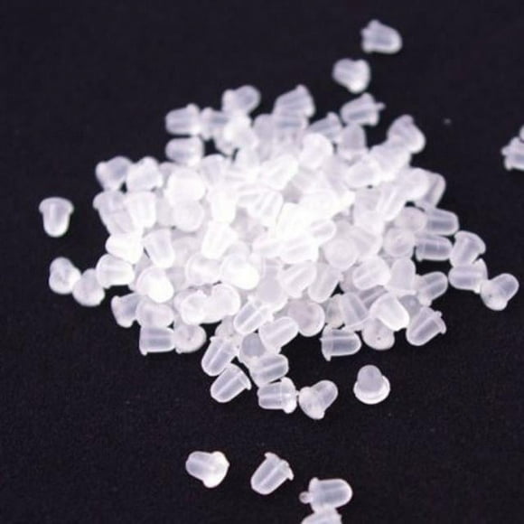 Riforla 100pcs Clear Soft Earring Hook Stopper Earnut Rubber Back Womens Jewelry Clear