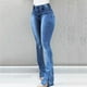 thumbnail image 4 of Pantalones vaqueros Augper de cintura alta para mujer, ajustados, elásticos, con bolsillos y botones, con agujeros y acampanados, 4 of 8