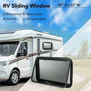 RV Windows 30" Wide x 22" Height Hinging Exit RV Window Trailer W/ Removable