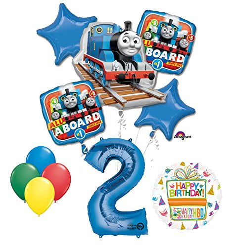 Thomas The Train Birthday MEGA Party Supply Pack for 16 with Plates Napkins Cups Tablecover 6 Balloons Wall Decorating Kit Happy Birthday Banner Exclusive Button and Candles by Another Dream! 