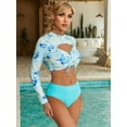 thumbnail image 4 of BeautyIn Long Sleeve UV Sun UPF 50+ Rushguard Two Piece Bathing Suit Tankini Suits, 4 of 6