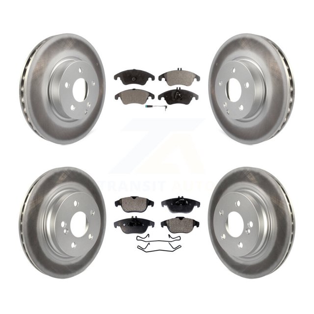 Transit Auto Front Rear Coated Disc Brake Rotors and Semi-Metallic Pads Kit for Car Mercedes-Benz C300 C350 E350 KGF-101080