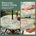 thumbnail image 5 of Round Outdoor Tablecloth with Umbrella Hole and Zipper, Teal Red Coastal Tablecloth with Elastic Waterproof, Summer Beach Nautical Sea Turtle Coral Starfish Patio Table Covers for 31" - 35" Tables, 5 of 9