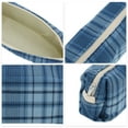 thumbnail image 3 of Unique Bargains 1 Pc Plaid Retro Style Drawstring Makeup Bag for Vacation Blue Cotton, 3 of 6