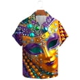 thumbnail image 2 of BiZtdJrK 2025 Costume Men Mardi Gras, Fashion Short Sleeve Button Down Bowling Shirts Casual Turndown Collar Blouses Plus Size Holiday Summer Top Multicolor XXL Lightning Sale, 2 of 6