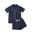 thumbnail image 1 of SUNSIOM Femmes 2PCS Pyjama Ensemble, Dot/Striped Haut à Manches Courtes, Pantalon Court, 1 of 8