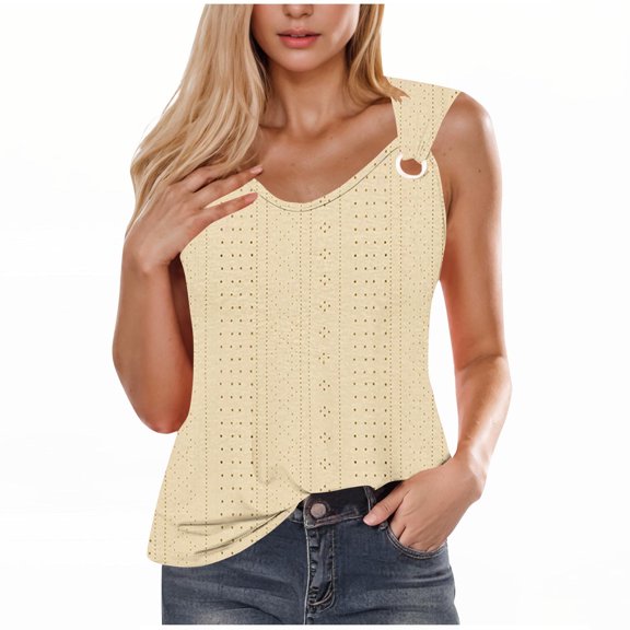 Wlynlyn Sleeveless Tops for Women Scoop Neck Tank Top Loose Fitted Tunic Top Blouses XL