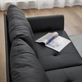 thumbnail image 5 of AODAILIHB 61" Mini Leather Arm Couch, 2 Seater Modern L-Shaped Sofa, Mid Century Modern Small Comfy Loveseat Sofa for Living Room, Bedroom, Office, Black, 5 of 9