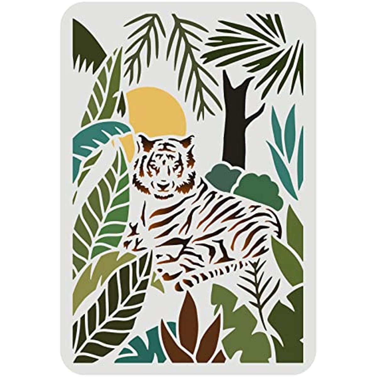 Tiger Stencils  inch Wild Animal Stencils Plastic Jungle Tiger Stencils  Templates DIY Forest Tiger Home Decor Stencil for Painting on Wood Floor  Wall 