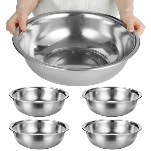 4 Pcs Stainless Steel Mixing Bowls, 13 x 3.5 in Extra Large Capacity Deepened Thickened Food Prep Basins, Kitchen Dough Kneading Salad Washing Pots for Baking, Cooking