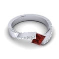 thumbnail image 3 of 1.20 Ct Beautiful Princess Cut Garnet Gemstone & Real Diamond (F-G/VS1) Bridal Ring for Women Solid 18K White Gold Size 8 by Diamond-Capitals, 3 of 8